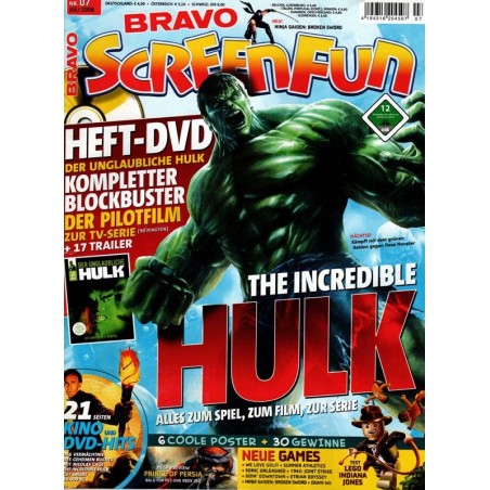 Bravo Screenfun Nr. 7 / Juli 2008 - The Incredible Hulk CD / DVD