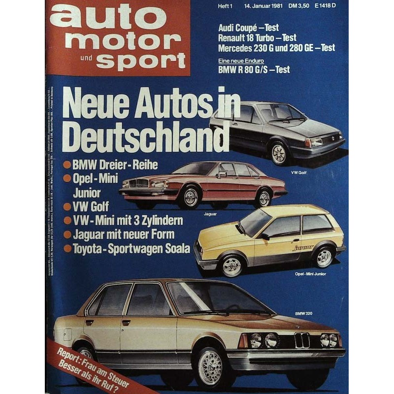 auto motor & sport Heft 1 / 14 Januar 1981 - Neue Autos in Deutschland