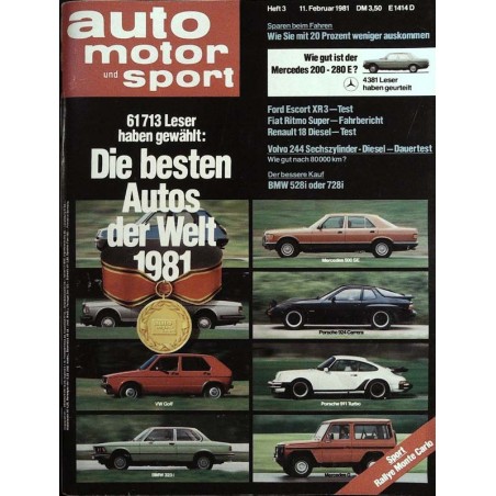 auto motor & sport Heft 3 / 11 Februar 1981 - Die besten Autos