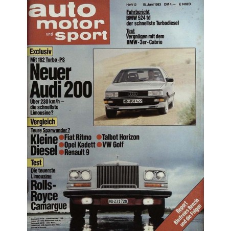 auto motor & sport Heft 12 / 15 Juni 1983 - Neuer Audi 200