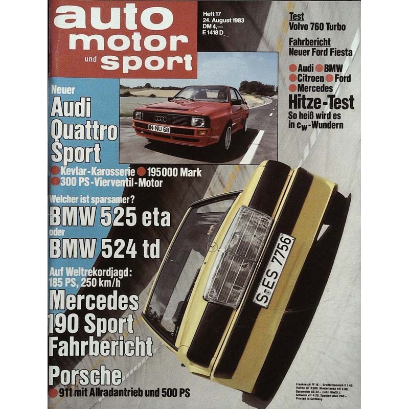 auto motor & sport Heft 17 / 24 August 1983 - Audi Quattro Sport