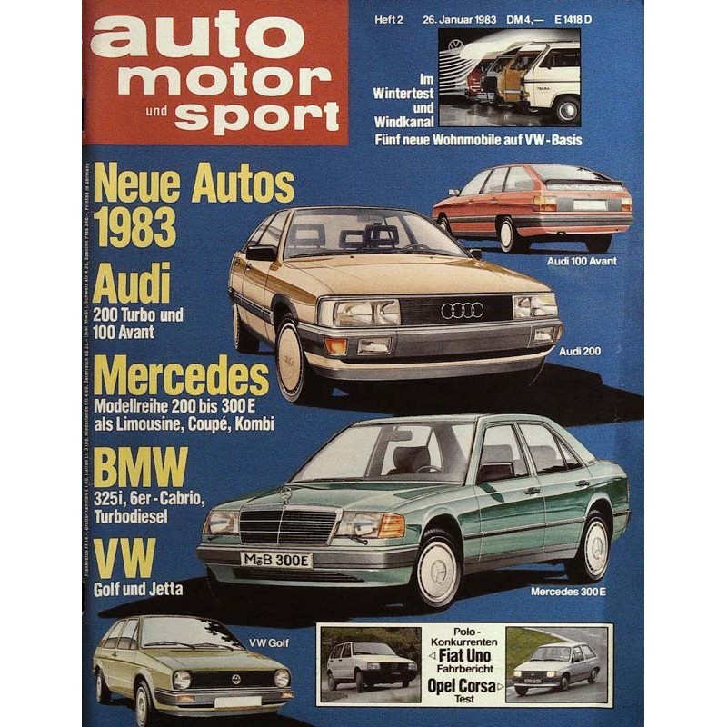 auto motor & sport Heft 2 / 26 Januar 1983 - Neue Autos 1983