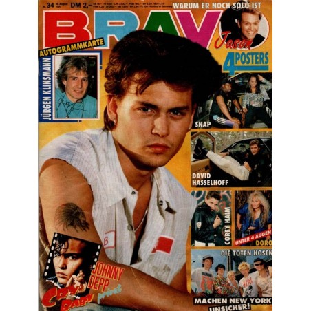 BRAVO Nr.34 / 16 August 1990 - Johnny Depp privat