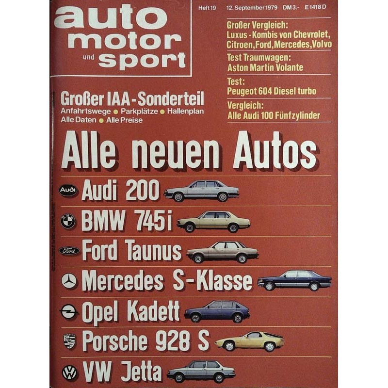 auto motor & sport Heft 19 / 12 September 1979 - Alle neue Autos