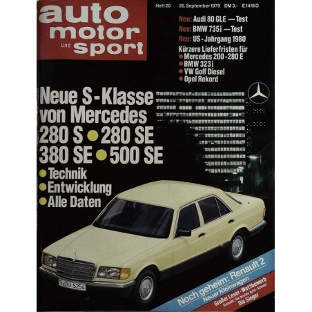 auto motor & sport Heft 20 / 26 Sept. 1979 - Mercedes S-Klasse