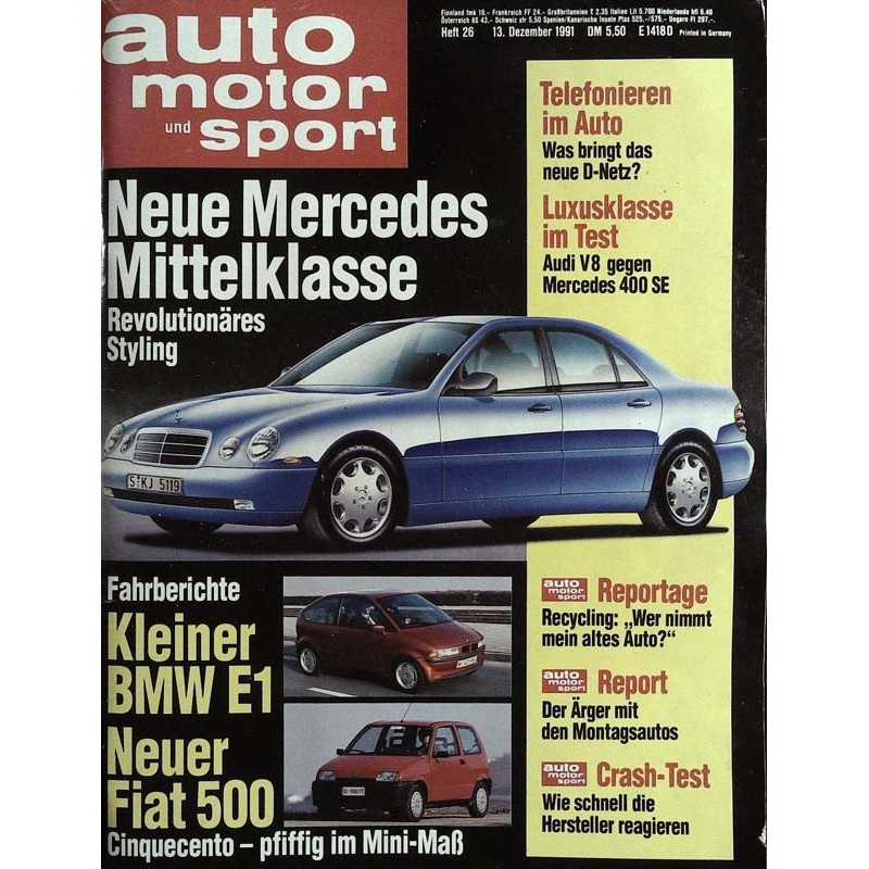 auto motor & sport Heft 26 / 13 Dezember 1991 - Mercedes Mittelklasse