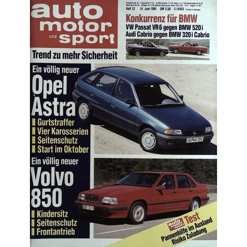 auto motor & sport Heft 13 / 14 Juni 1991 - Neuer Opel Astra