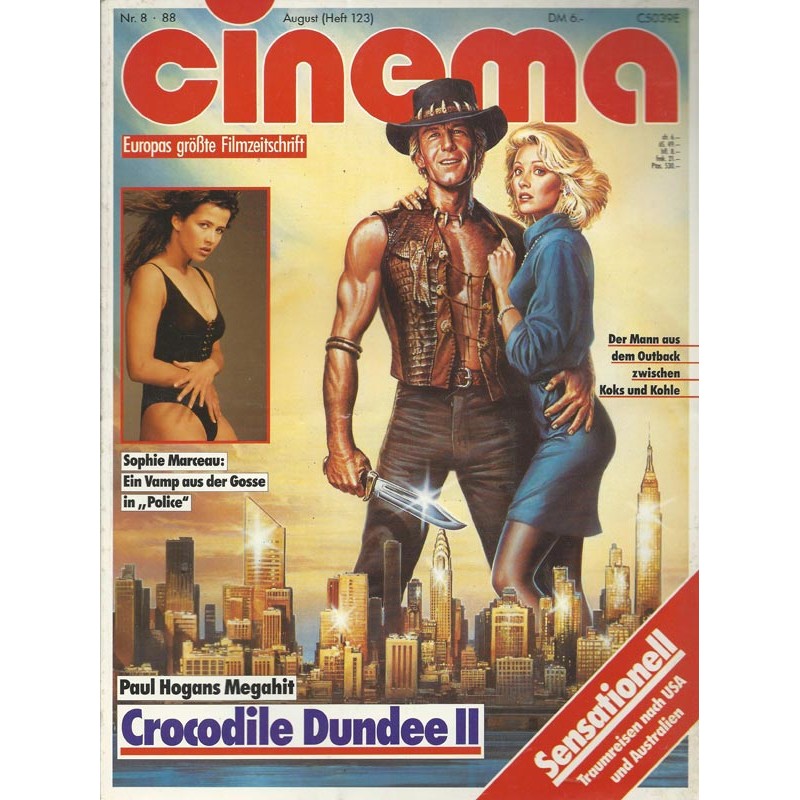CINEMA 8/88 August 1988 - Crocodile Dundee 2