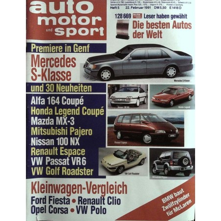auto motor & sport Heft 5 / 22 Februar 1991 - Genfer Salon