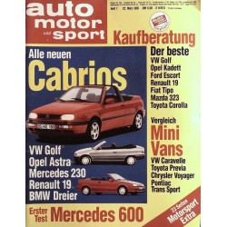 auto motor & sport Heft 7 / 22 März 1991 - Alle neuen Cabrios
